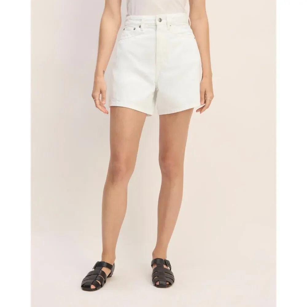 Everlane White High-Rise Denim Shorts